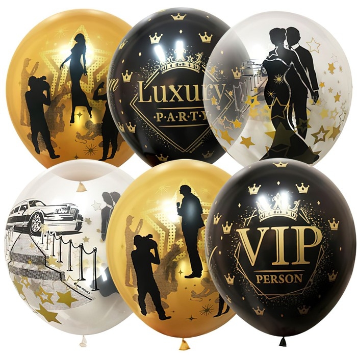 Шар латексный 12" &laquo;VIP Party&raquo; ассорти, набор 25 шт., МИКС