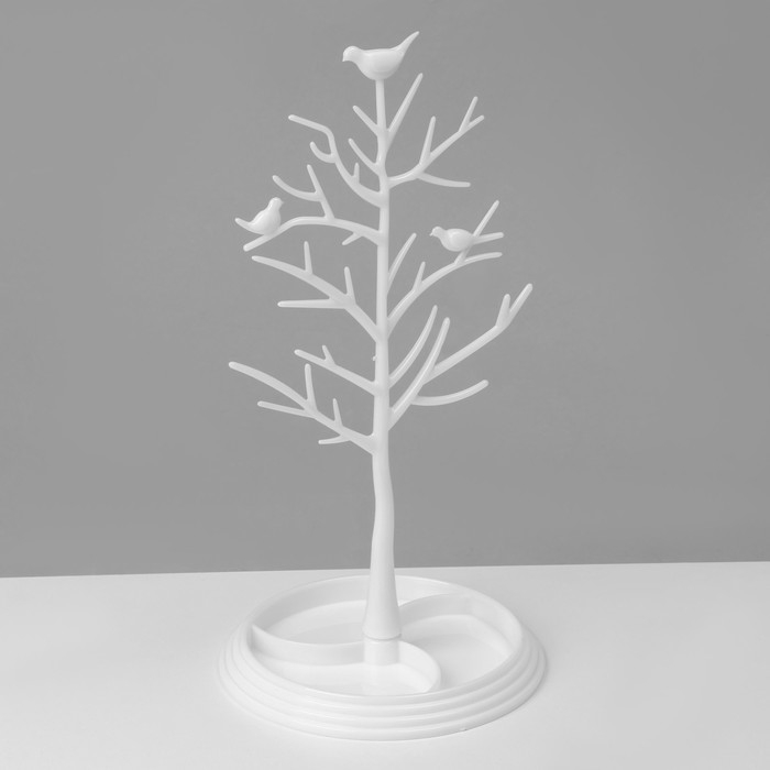 Подставка для украшений &laquo;Птички на дереве&raquo;, 16&times;16&times;31,7 см, цвет белый