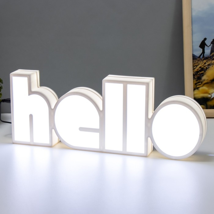 Ночник "Хеллоу" LED USB от батареек 3хАА белый 36х13х4 см RISALUX