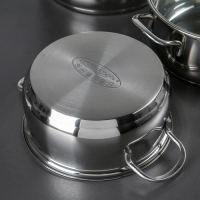 Набор кастрюль &laquo;Лира&raquo;, 3 предмета: 2,2 л, 3,2 л, 4,2 л, стеклянные крышки, капсульное дно, индукция