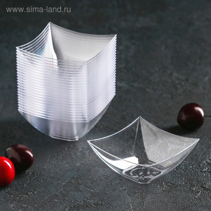 Форма пластиковая одноразовая для фуршетов Square, 90 мл, 7&times;7 см, 25 шт в упаковке, цвет прозрачный