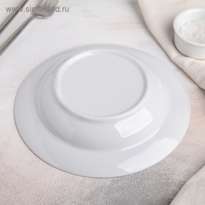 Тарелка глубокая, d=20 см, 250 мл, белая, фарфор