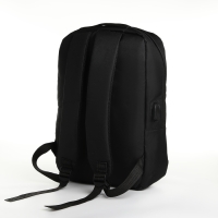 Рюкзак городской с USB из текстиля на молнии, 2 кармана, цвет чёрный Рюкзак городской с USB из текстиля на молнии, 2 кармана, цвет чёрный