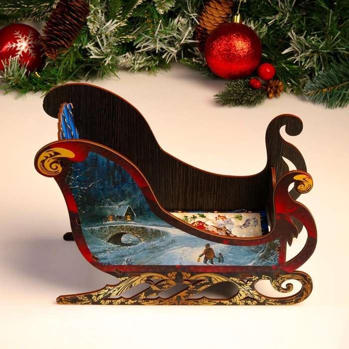 Шкатулка-Фруктовница Шкатулка-Фруктовница " Сани", микс, 28х11,5х20 см