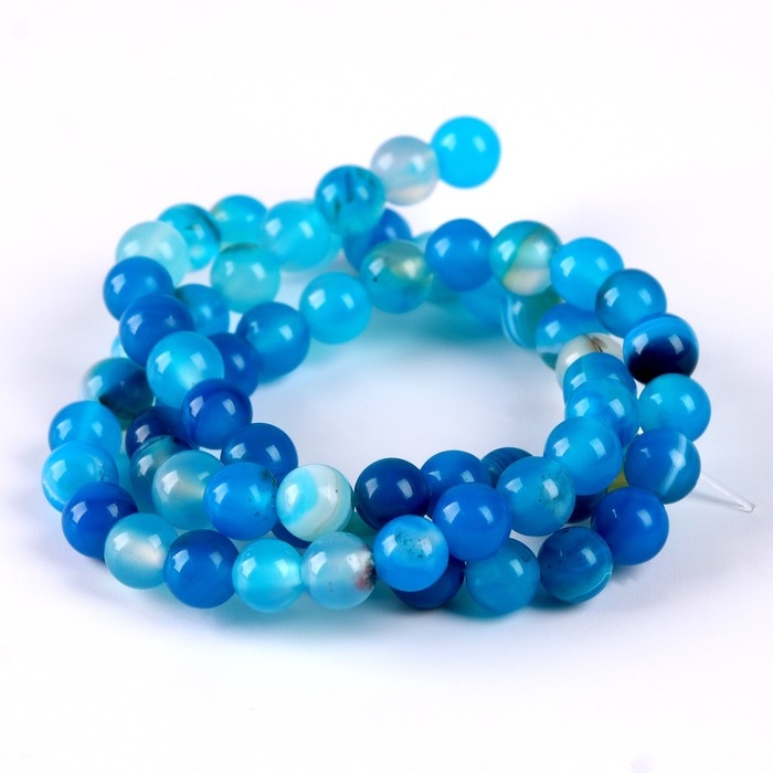 Бусины из натурального камня &laquo;Голубой агат&raquo; набор 58 шт., размер 1 шт. &mdash; 6 мм