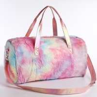 Сумка детская спортивная плюшевая для девочки &laquo;Радужный единорог&raquo; розовый