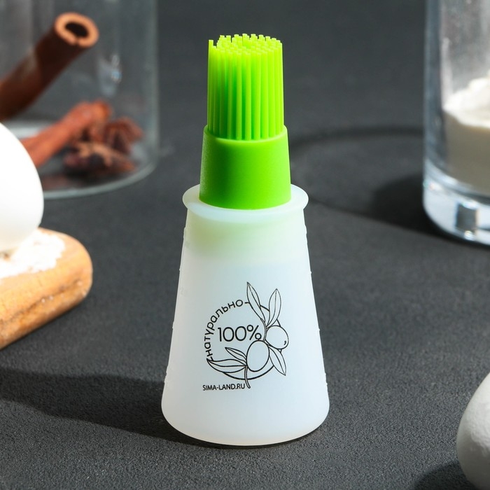 Кисть для масла &laquo;Натурально&raquo;, 11.8х5.2 см, силикон, цвет зеленый