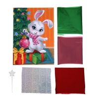 Аппликация фольгой на новый год &laquo;Зайчик&raquo;, новогодний набор для творчества