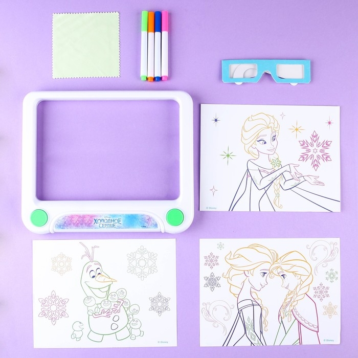 3D-планшет для рисования «Холодное сердце», неоновые маркеры, световые эффекты, с карточками 3D-планшет для рисования «Холодное сердце», неоновые маркеры, световые эффекты, с карточками