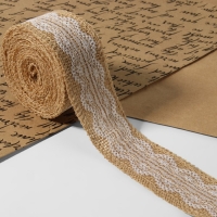 Лента из джута &laquo;Кружево&raquo;, 50 мм, 4,5 &plusmn; 0,5 м, цвет белый