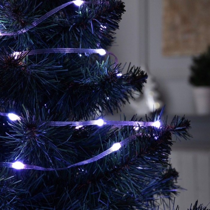 Умная гирлянда &laquo;Нить&raquo; 20 м роса, IP44, серебристая нить, 200 LED, управление с приложения, свечение RGB, USB