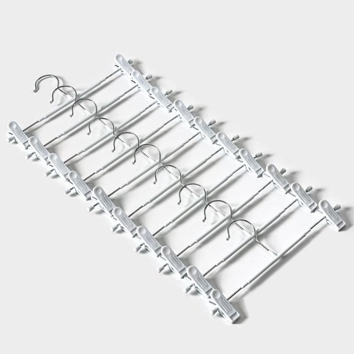 Вешалки для брюк и юбок с зажимами, набор 10 шт, 30×12,5 см, цвет белый Вешалки для брюк и юбок с зажимами, набор 10 шт, 30×12,5 см, цвет белый