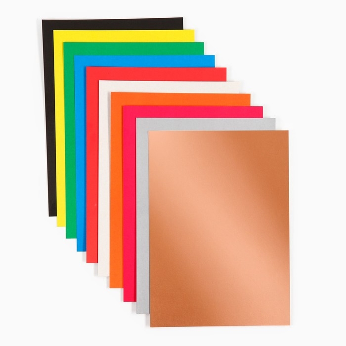 Картон цветной, А4, 10 листов, 10 цветов, немелованный, односторонний, в папке, 220 г/м&sup2;, Человек-паук