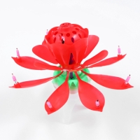 Свеча для торта музыкальная "Тюльпан", крутящаяся, красная, 14,5&times;6 см