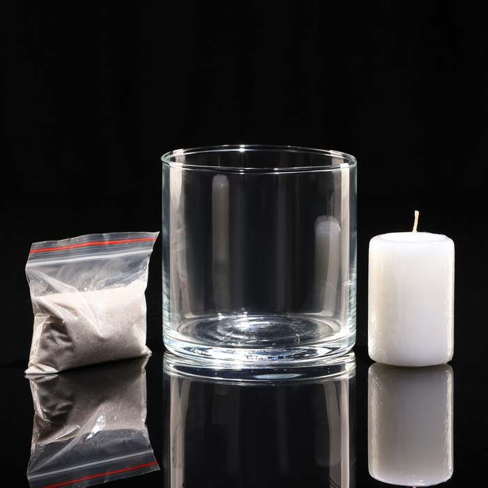 Ваза-подсвечник "Труба" с белой свечой, 10,7&times;10 см, 9 ч, цилиндр, стекло