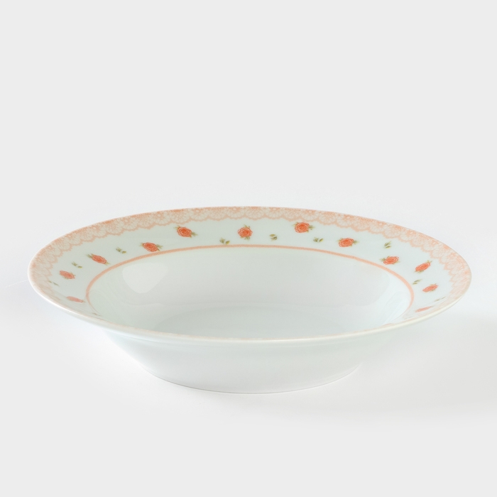 Тарелка фарфоровая «Шебби шик», 500 мл, d=24 см, цвет белый Тарелка фарфоровая «Шебби шик», 500 мл, d=24 см, цвет белый