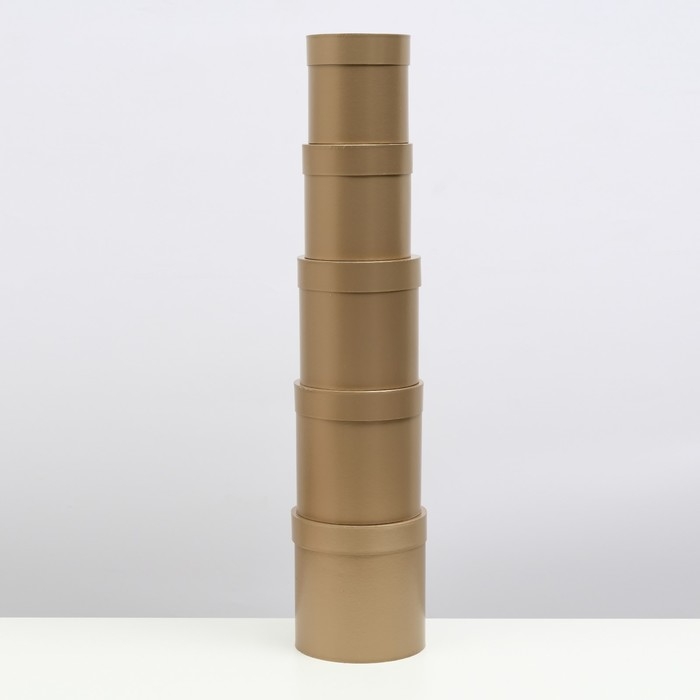 Набор шляпных коробок 5 в 1 "Бронза", 20 &times; 20 &times; 20‒13,5 &times; 13,5 &times; 13,5 см