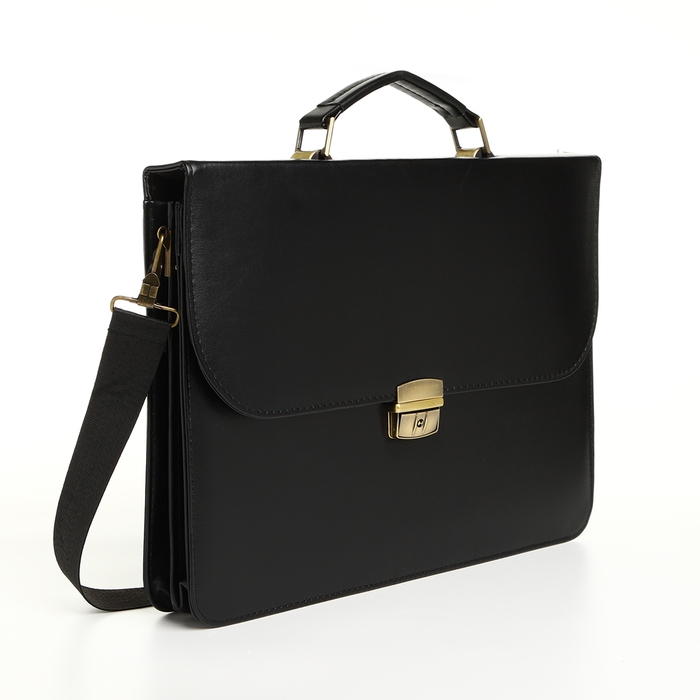 Сумка мужская деловая на клапане, цвет чёрный Сумка мужская деловая на клапане, цвет чёрный