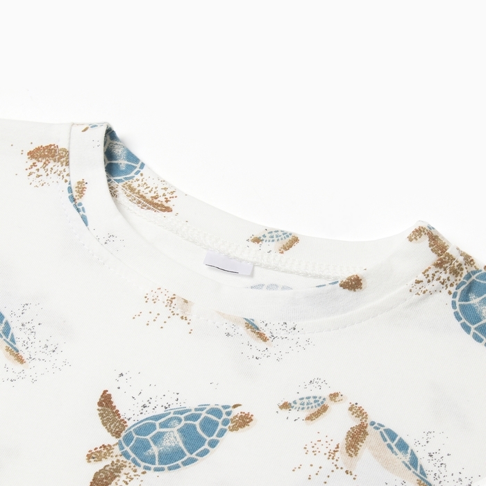 Комплект для девочки (футболка/шорты), цвет белый/синий, рост 98 см