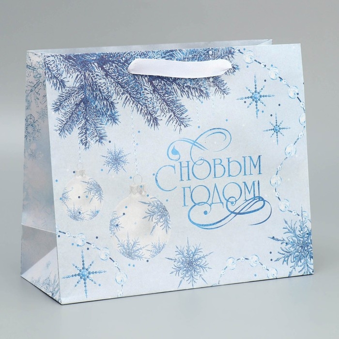 Пакет подарочный новогодний крафтовый горизонтальный &laquo;Нежность Нового года&raquo;, ML 27 х 23 х 11.5 см, Новый год