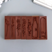 Печать дерево "Цветы и колбы" набор 7 шт 2,5х7,5х12 см Печать дерево "Цветы и колбы" набор 7 шт 2,5х7,5х12 см