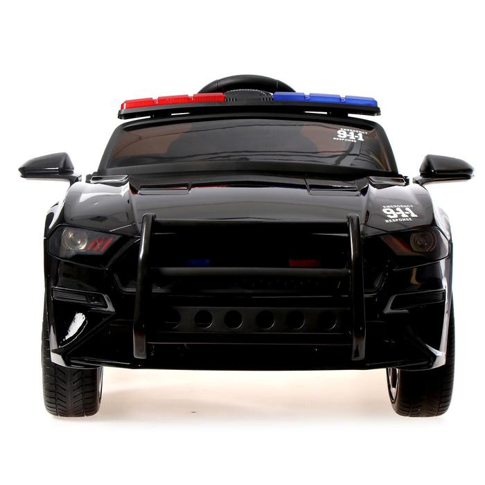 Электромобиль POLICE, EVA колеса, кожаное сиденье, цвет чёрный глянец