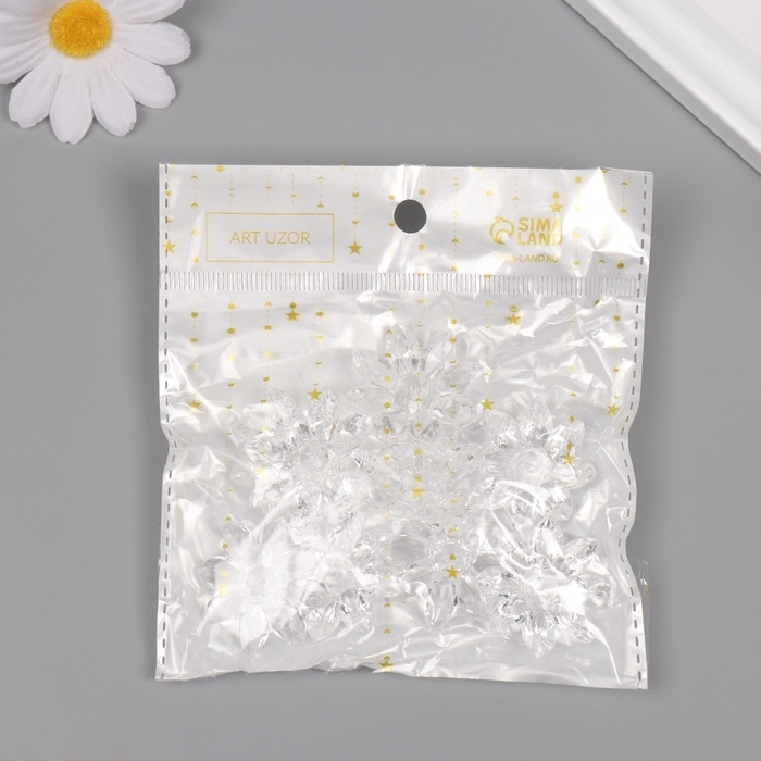 Декор для творчества пластик Декор для творчества пластик "Цветок-кристалл" набор 10 шт 3,3х3,3х0,8 см