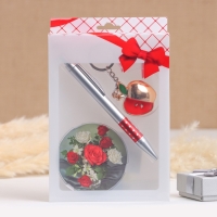 Набор подарочный 3в1 (ручка, зеркало, брелок) Набор подарочный 3в1 (ручка, зеркало, брелок)