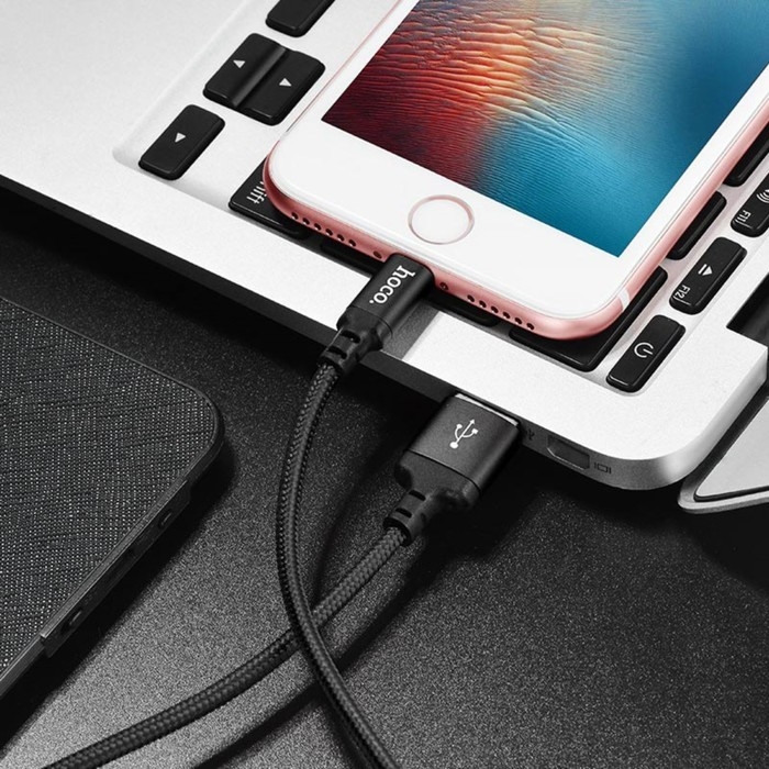 Кабель Hoco X14, Lightning - USB, 2 А, 2 м, быстрая зарядка, оплётка нейлон, чёрный Кабель Hoco X14, Lightning - USB, 2 А, 2 м, быстрая зарядка, оплётка нейлон, чёрный
