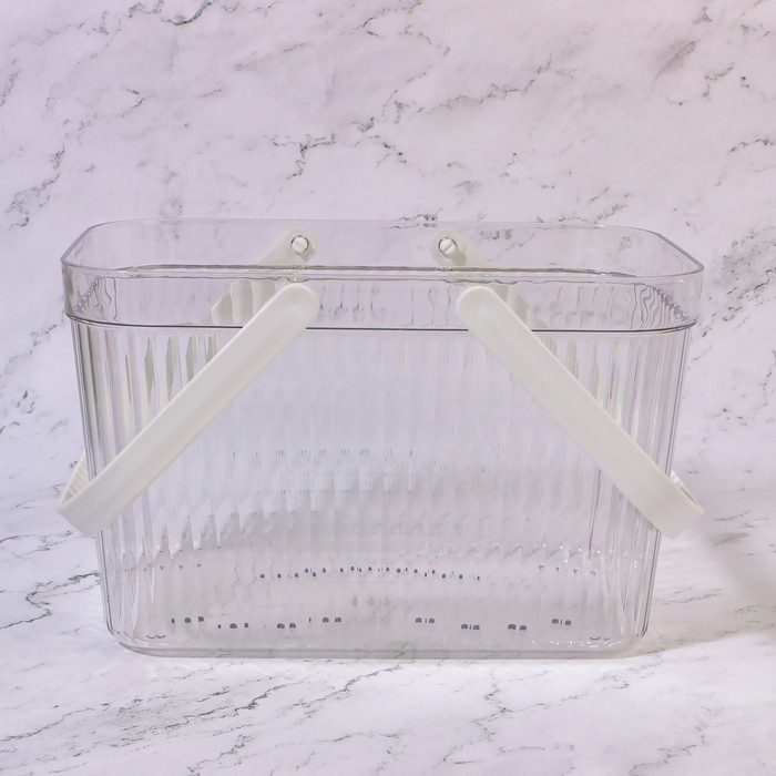 Органайзер для хранения, корзинка с ручками, 1 секция, 27 &times; 17 &times; 16,5 см, цвет полупрозрачный/МИКС
