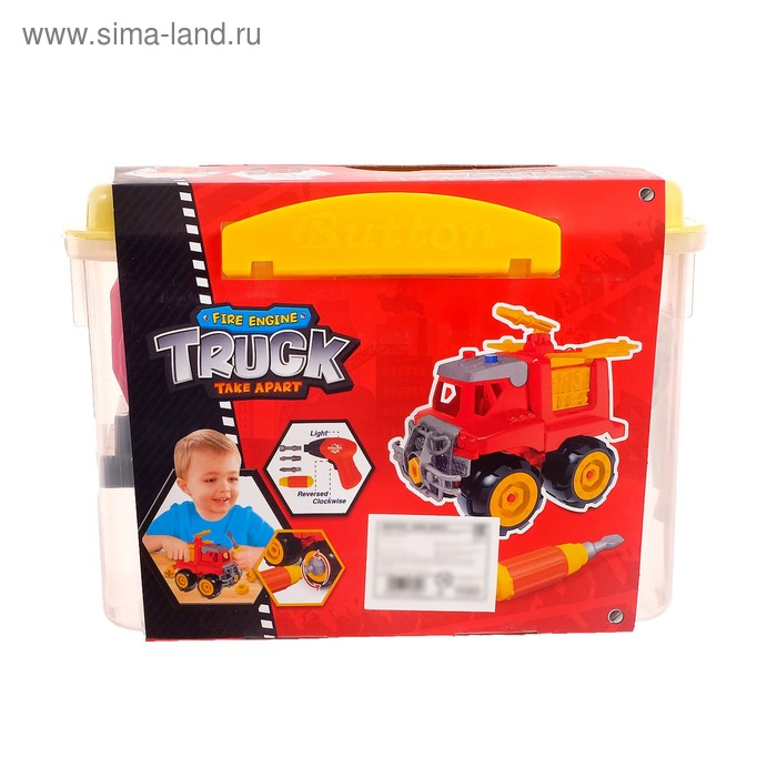 Конструктор винтовой &laquo;Пожарная машина&raquo;, 18 деталей, с электрическим шуруповёртом