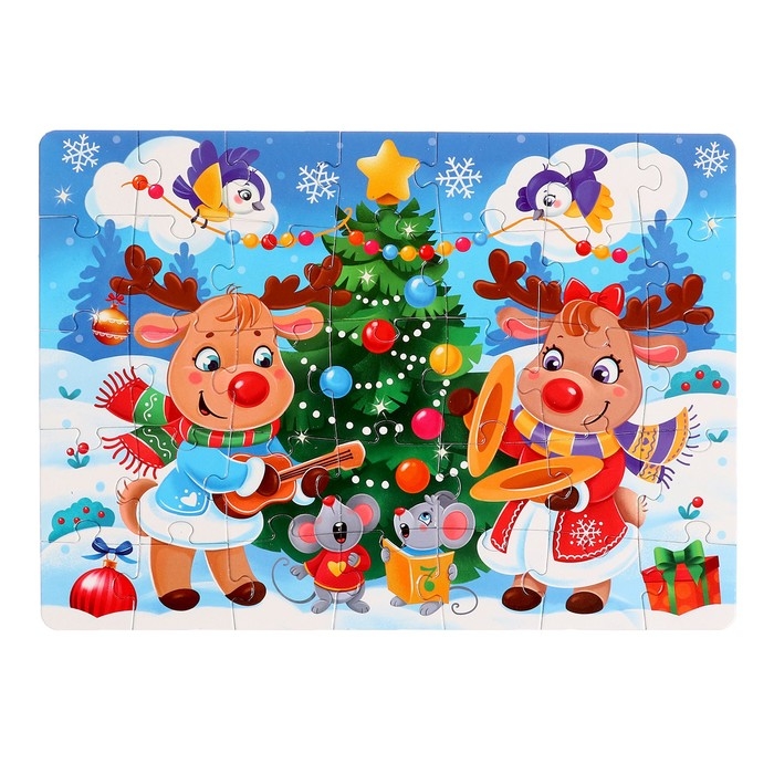 Набор пазлов с игрушкой 3 в 1 &laquo;Праздник у оленят&raquo;