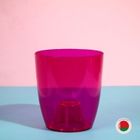 Горшок для орхидей, 2 л, 14,8 &times; 16,2 см, круглый, пластик, прозрачно-малиновый