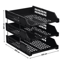 Набор лотков для бумаг горизонтальных Стамм STRONG, 3 штуки, на металлических стержнях, чёрный Набор лотков для бумаг горизонтальных Стамм STRONG, 3 штуки, на металлических стержнях, чёрный