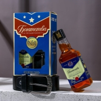 Новогодний подарочный набор косметики &laquo;Богатства и процветания!&raquo;, гель для душа во флаконе виски 250 мл и ремень, Новый Год