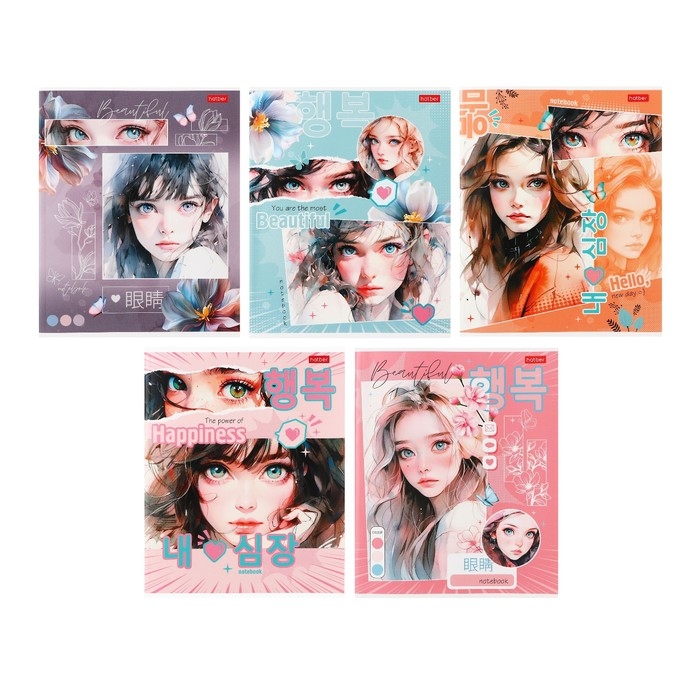 Тетрадь 80 листов в клетку, Тетрадь 80 листов в клетку, "Очаровательные глазки", обложка мелованный картон, матовая ламинация, блок 65 г/м2, МИКС