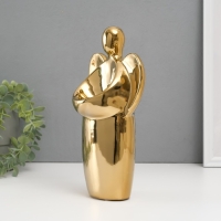 Подсвечник керамика на 1 свечу "Ангел" d=3,5 см золото 14х9,5х25 см