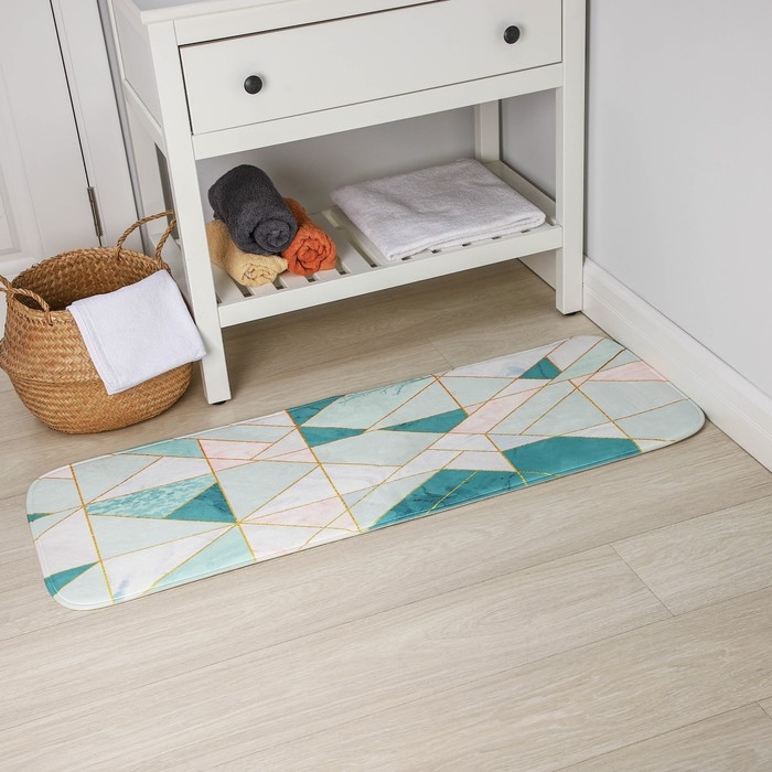 Коврик для ванной и тулета Доляна «Малахит», 43×120 см, цвет зелёный Коврик для ванной и тулета Доляна «Малахит», 43×120 см, цвет зелёный