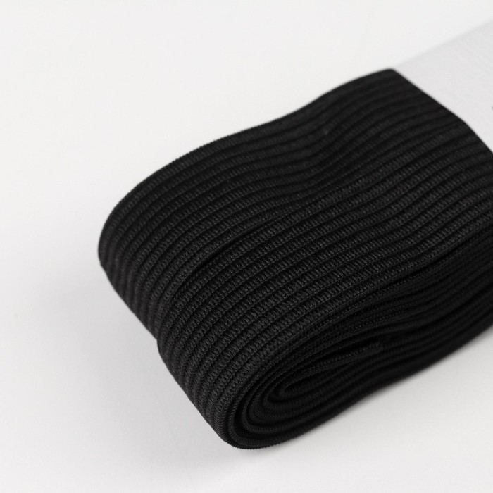 Резинка вязаная, 20 мм, 10 &plusmn; 0,5 м, цвет чёрный