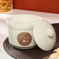 Сахарница керамическая &laquo;Сахар&raquo;, 250 мл, цвет белый