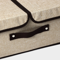 Короб стеллажный для хранения с двойной крышкой Доляна &laquo;Тэри&raquo;, 36&times;25&times;16 см, цвет бежевый