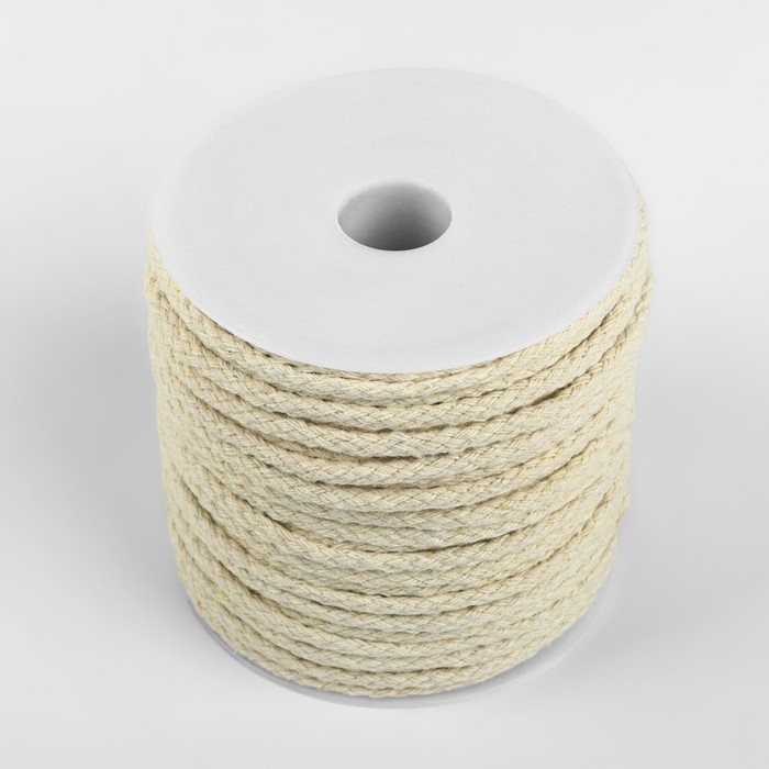 Шнур для плетения, хлопок, d = 4 мм, 50 &plusmn; 1 м, без сердечника, цвет белый