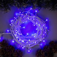 Гирлянда &laquo;Нить&raquo; 10 м, IP44, УМС, белая нить, 100 LED, свечение синее, 220 В