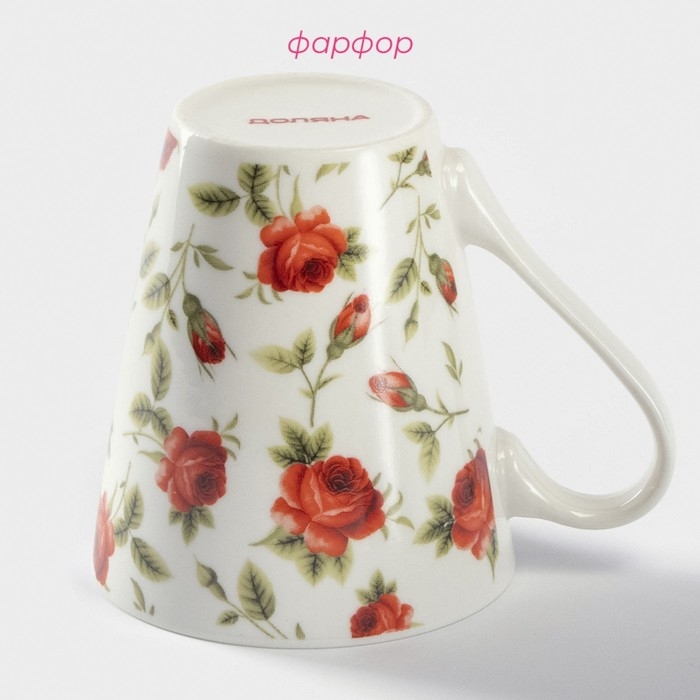Кружка фарфоровая Доляна &laquo;Цветочный принт&raquo;, 260 мл