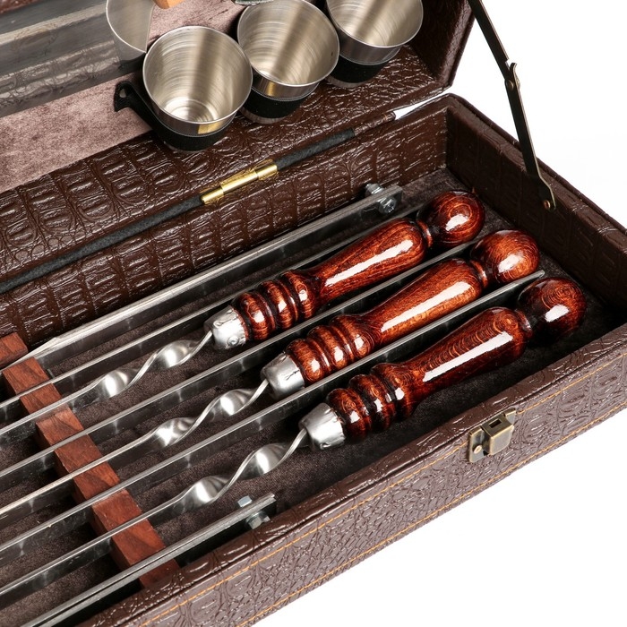 Набор с шампурами подарочный Набор с шампурами подарочный "Элит-X" в коробке из эко-кожи №7