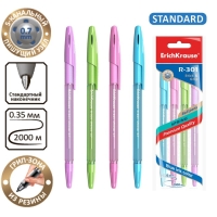 Набор ручек шариковых 4 штуки ErichKrause R-301 Spring Stick & Grip, узел 0.7 мм, чернила синие, резиновый упор, длина линии письма 1000 метров, европодвес Набор ручек шариковых 4 штуки ErichKrause R-301 Spring Stick & Grip, узел 0.7 мм, чернила синие, резиновый упор, длина линии письма 1000 метров, европодвес