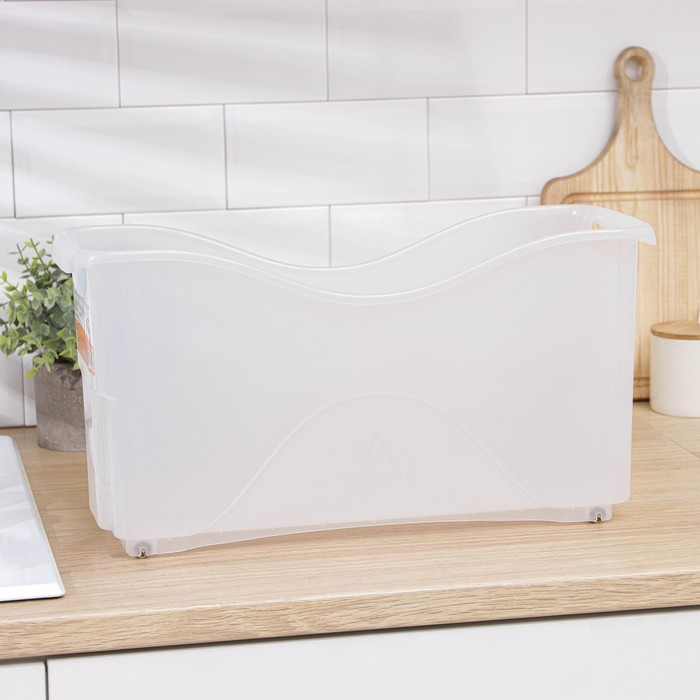 Контейнер для хранения хозяйственный на колёсиках, 10 л, 46×16×23,5 см, прозрачный Контейнер для хранения хозяйственный на колёсиках, 10 л, 46×16×23,5 см, прозрачный