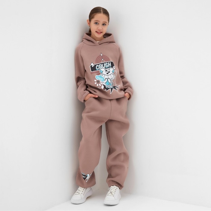 Толстовка (худи) для девочки MINAKU: CRUSH, цвет тёмно-розовый, рост 122 см