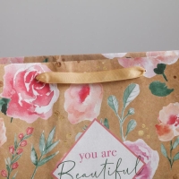 Пакет подарочный крафтовый горизонтальный, упаковка, &laquo;You are beautiful&raquo;, 40 х 31 х 11.5 см