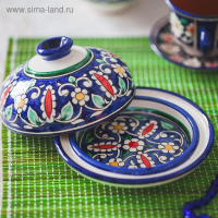 Масленка Риштанская Керамика "Цветы", 13 см, синий Масленка Риштанская Керамика "Цветы", 13 см, синий